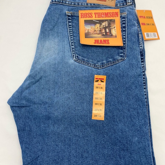 Ross Thomson Denim Jeans Blue Straight Medium Wash Flawed NWT Men's 38 W x 30 - Picture 7 of 14